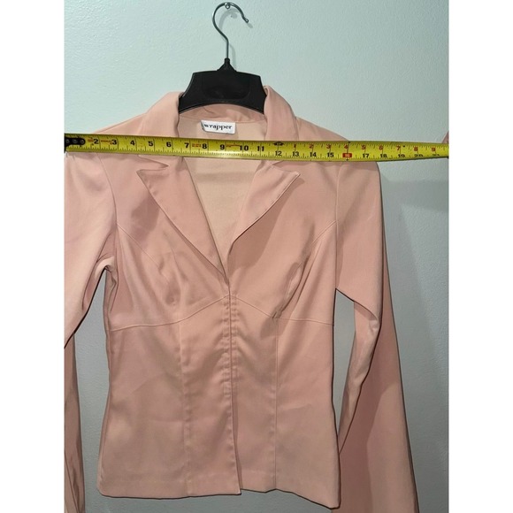 Pink Wrapper Fitted Blazer Cropped Jacket Business Career Interview Attire, Vtg - Picture 3 of 5